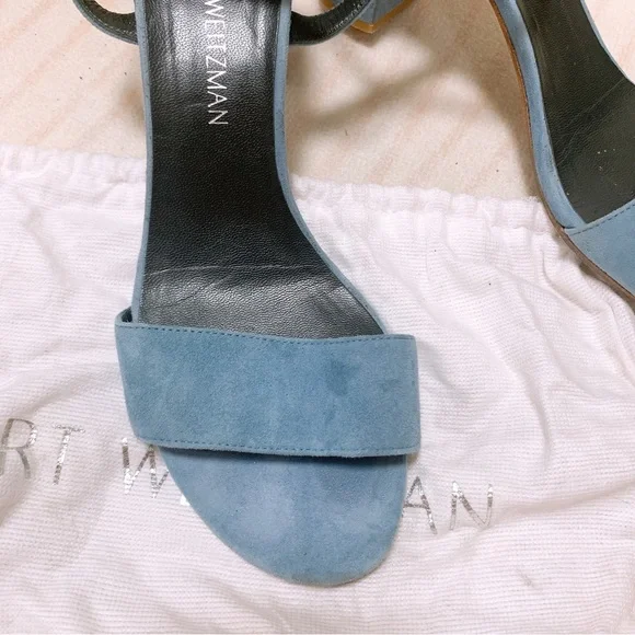 Stuart Weitzman Blue Velvet Sandals US 7 1/2M - Picture 7 of 7